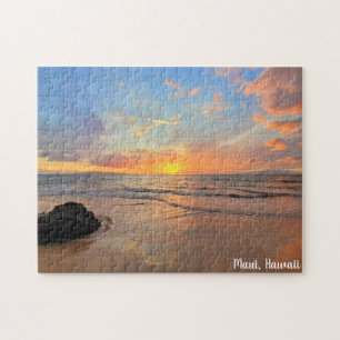 Atemberaubender Orange Maui Sunset Puzzle