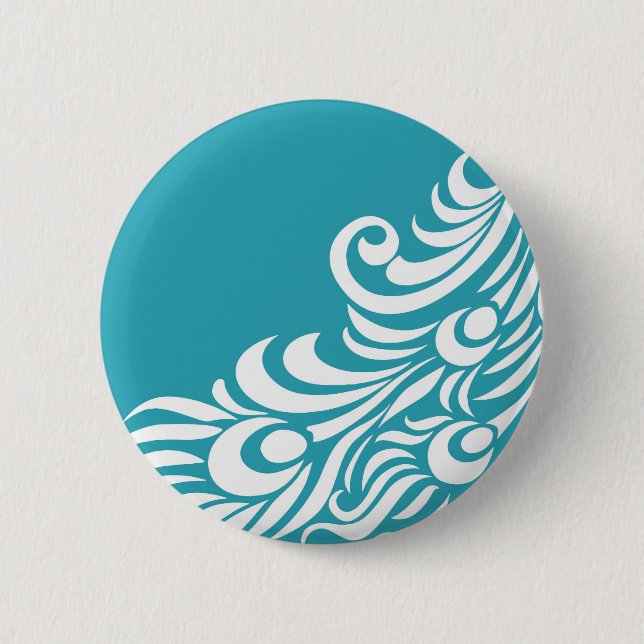 Atemberaubender Pfau-Feder-Silhouette-Druck Button (Vorderseite)