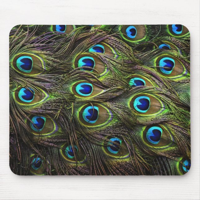 Atemberaubender Pfau mit Federn versehene Mousepad (Vorne)