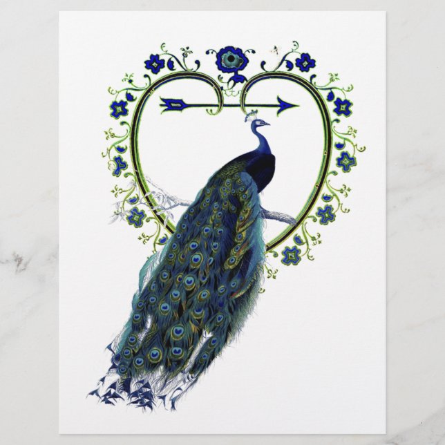 Atemberaubender Pfau und verzierter Blume (Vorderseite)