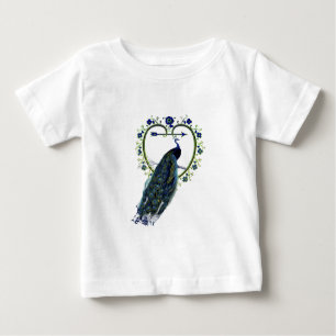 Atemberaubender Pfau und verzierter Blume Baby T-shirt