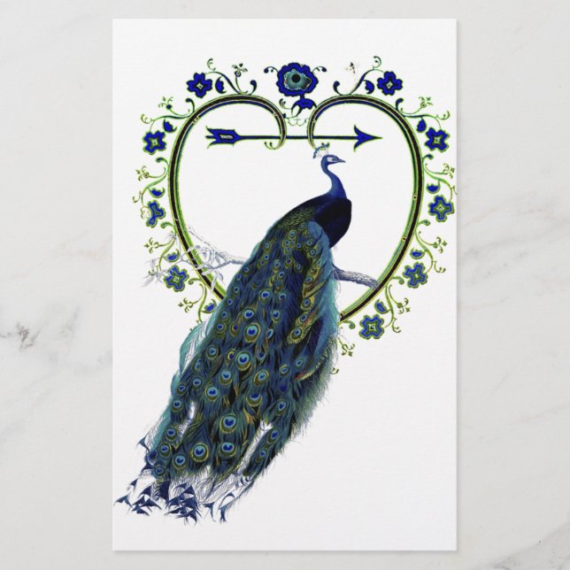 Atemberaubender Pfau und verzierter Blume Briefpapier (Vorderseite)