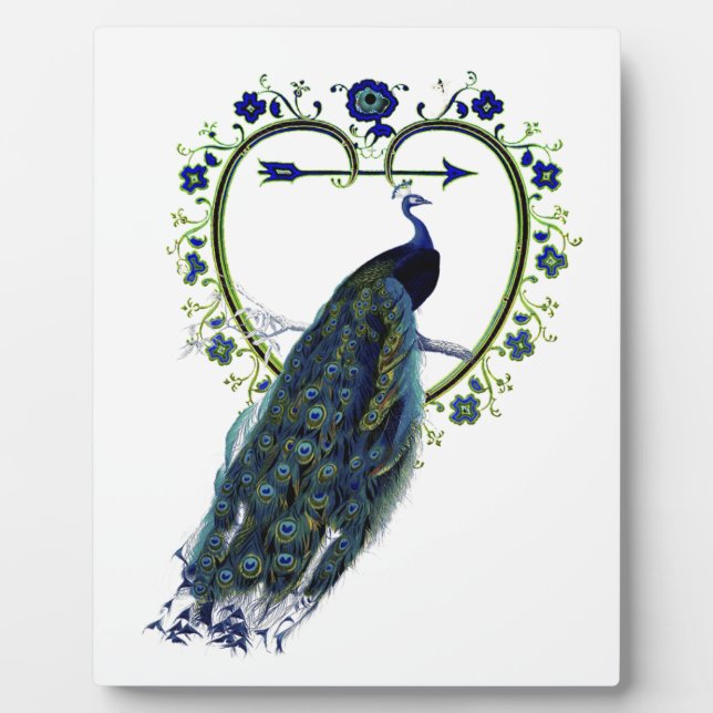 Atemberaubender Pfau und verzierter Blume Fotoplatte (Vorderseite)