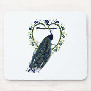 Atemberaubender Pfau und verzierter Blume Mousepad