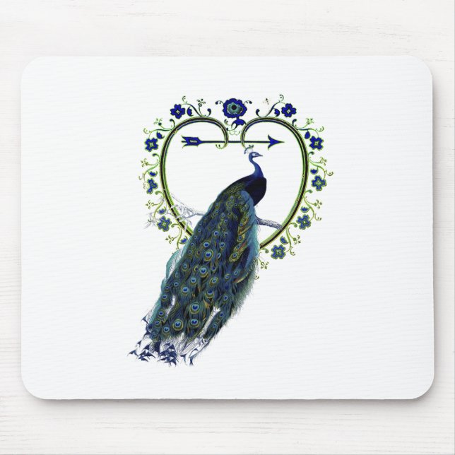 Atemberaubender Pfau und verzierter Blume Mousepad (Vorne)