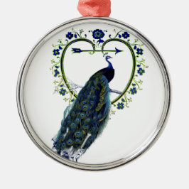 Atemberaubender Pfau und verzierter Blume Ornament Aus Metall
