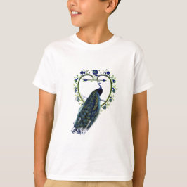 Atemberaubender Pfau und verzierter Blume T-Shirt
