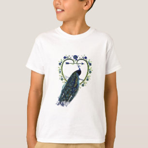 Atemberaubender Pfau und verzierter Blume T-Shirt