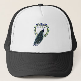 Atemberaubender Pfau und verzierter Blume Truckerkappe