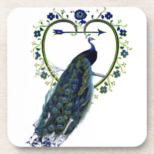 Atemberaubender Pfau und verzierter Blume Untersetzer