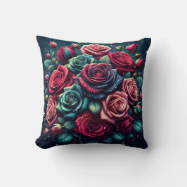 "Atemberaubender Regen gesäumt von Rose Bouquet" Kissen