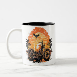 Atemberaubender Retro-Vintager Motorrad Klassische Zweifarbige Tasse