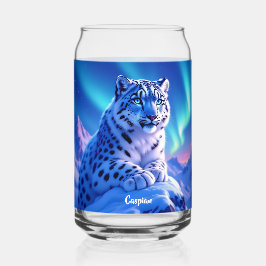 Atemberaubender Schneeleopard auf dem Felsen Dosenglas