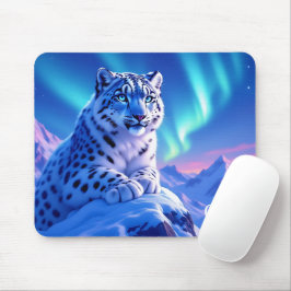 Atemberaubender Schneeleopard auf dem Felsen Mousepad