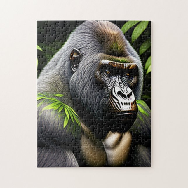 Atemberaubender Silver Back Gorilla - Jungle King Puzzle (Vertikal)