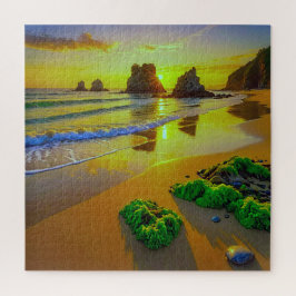 Atemberaubender Sonnenuntergang am Strand Puzzle