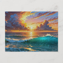 Atemberaubender Sonnenuntergang Ozeanwache Beach V Postkarte