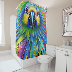 Atemberaubender Spritzer Paint Parrot Duschvorhang
