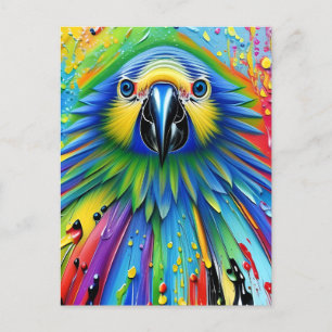 Atemberaubender Spritzer Paint Parrot Postkarte
