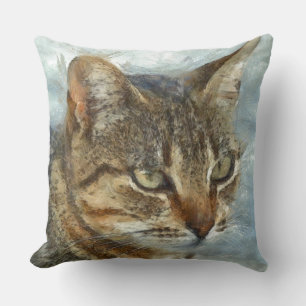 Atemberaubender Tabby-Kat Nah Up Graphit Pencil Po Kissen