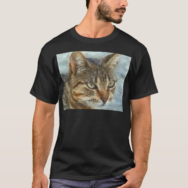 Atemberaubender Tabby-Kat Nah Up Graphit Pencil Po T-Shirt (Vorderseite)