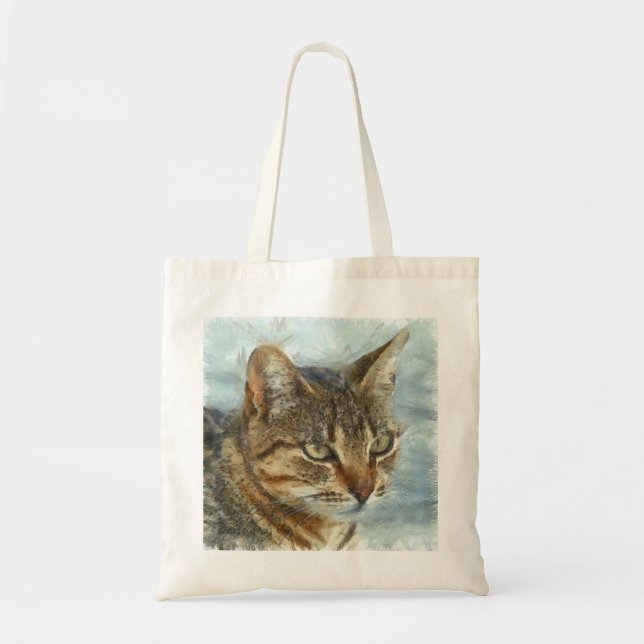 Atemberaubender Tabby-Kat Nah Up Graphit Pencil Po Tragetasche (Vorne)