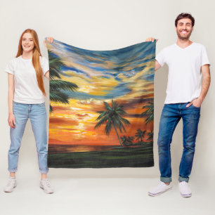 Atemberaubender tropischer Sonnenuntergang Fleecedecke