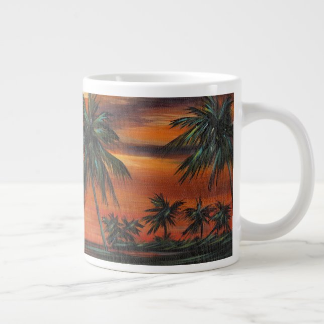 Atemberaubender tropischer Sonnenuntergang Jumbo-Tasse (Rechts)