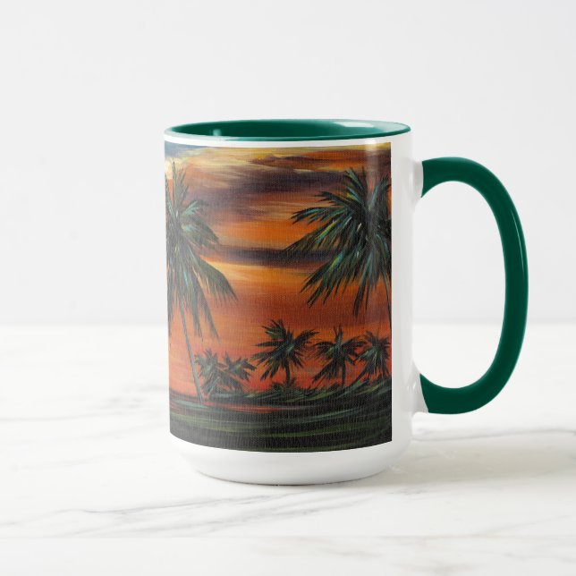 Atemberaubender tropischer Sonnenuntergang Tasse (Rechts)