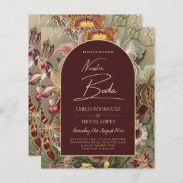 Atemberaubender Vintager Botanischer Burgund Flora