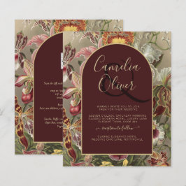 Atemberaubender Vintager Botanischer Burgund Flora