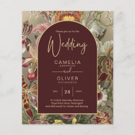 Atemberaubender Vintager Botanischer Burgund Flora Flyer