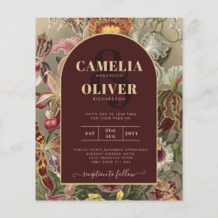 Atemberaubender Vintager Botanischer Burgund Flora Flyer