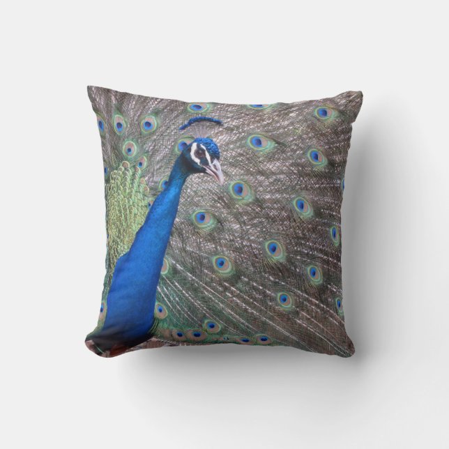 Atemberaubender Vintager Pfau Kissen (Vorderseite)
