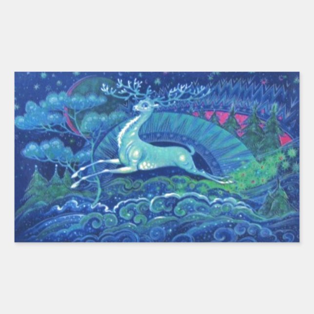 Atemberaubender Vintager russischer Weihnachtsmann Rechteckiger Aufkleber (Vorderseite)