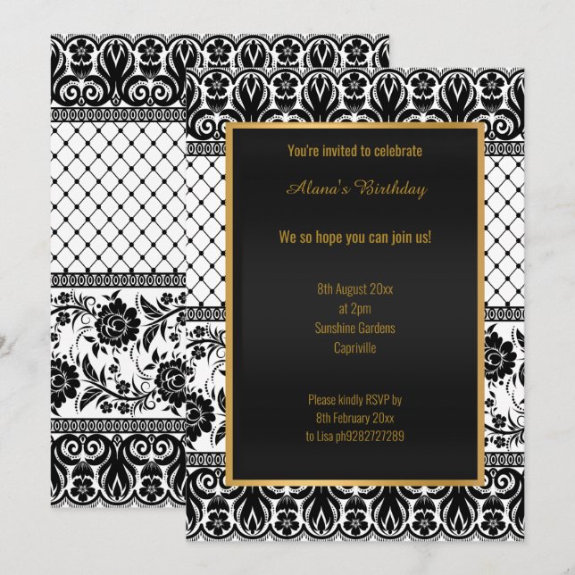 Atemberaubender Vintager, weißer JEDEN ANLASS Einladung (Vorne/Hinten)