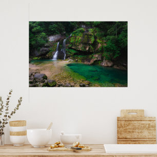 Atemberaubender Wasserfall Virje, Slowenien Poster