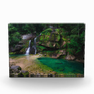 Atemberaubender Wasserfall Virje, Slowenien Poster Fotoblock