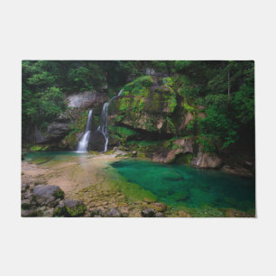 Atemberaubender Wasserfall Virje, Slowenien Poster Fußmatte