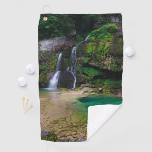 Atemberaubender Wasserfall Virje, Slowenien Poster Golfhandtuch
