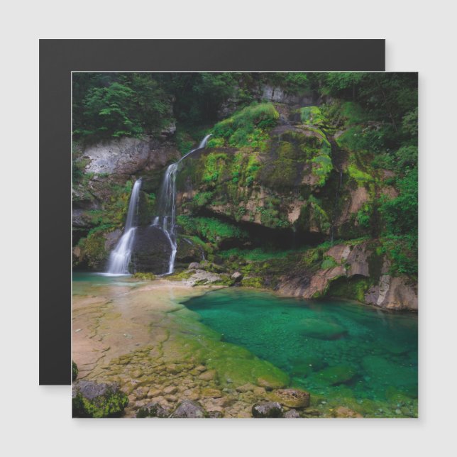 Atemberaubender Wasserfall Virje, Slowenien Poster Magnetkarte (Vorne/Hinten)