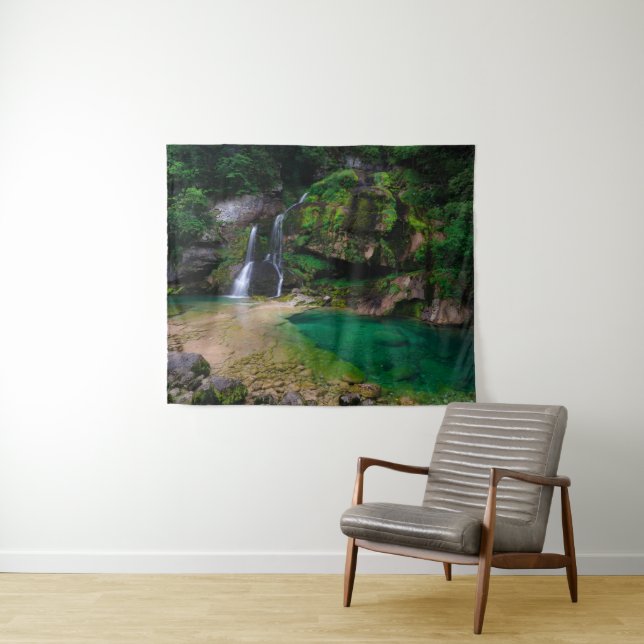 Atemberaubender Wasserfall Virje, Slowenien Poster Wandteppich (Beispiel (Horizontal))