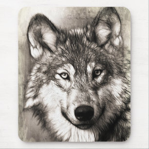 Atemberaubender Wolf-Gesichtspferd Sketch-Mauspad Mousepad