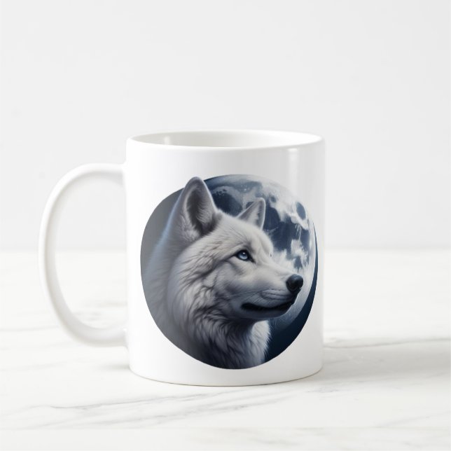 Atemberaubender Wolf und Mond Kaffeetasse (Links)