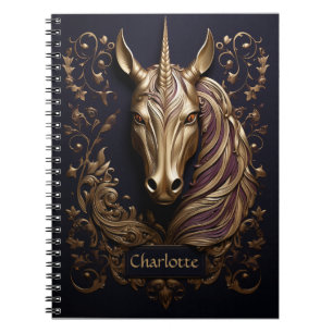 Atemberaubendes 3D Golden Unicorn Personalisiert Notizblock