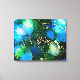 Atemberaubendes Blue and Gold Alcohol Tinte Malere Leinwanddruck