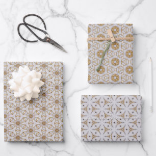 Atemberaubendes Design für Elfenbein und Gold Geschenkpapier Set