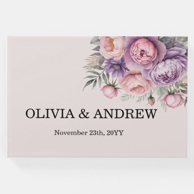 Atemberaubendes florales Gästebuch für Hochzeiten (Vorderseite)