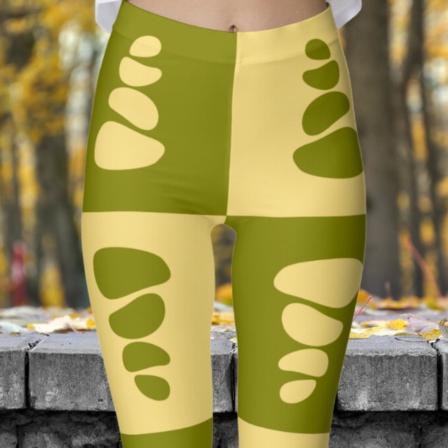 Atemberaubendes Green und Dune Pebbles Muster Leggings (Pebbles Moss Green and Dune )