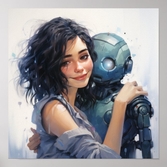 Atemberaubendes helles Aquarellportrait eines 16-J Poster (Vorne)